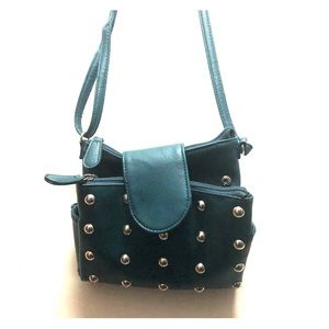 Teal Faux Leather Shoulder Purse